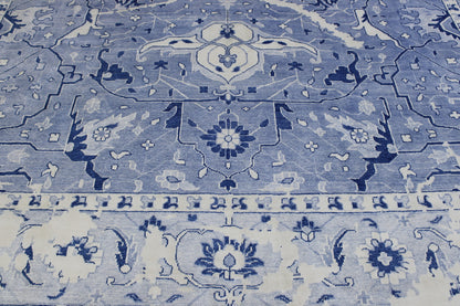 Transitional Abstract Distress Design Wool/silk Hand knotted Rug 9x12 - w3112