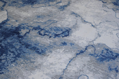 Modern Abstract Distress Design Viscose Hand knotted Rug 9x12 -w2335