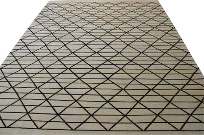 Modern Distressed Morrocan design Wool Hand knotted Rug 9x12 - w2284
