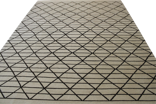 Modern Distressed Morrocan design Wool Hand knotted Rug 9x12 - w2284