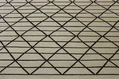 Modern Distressed Morrocan design Wool Hand knotted Rug 9x12 - w2284
