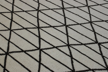 Modern Distressed Morrocan design Wool Hand knotted Rug 9x12 - w2284