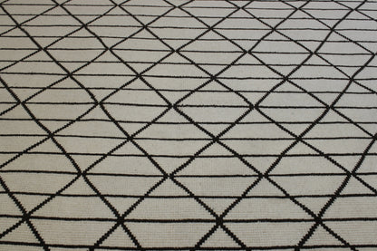 Modern Distressed Morrocan design Wool Hand knotted Rug 9x12 - w2284