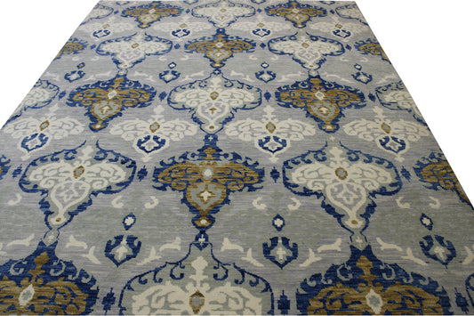 Tribal Ikat Design Wool Hand knotted Rug 9x12 - w2159