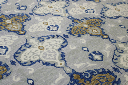 Tribal Ikat Design Wool Hand knotted Rug 9x12 - w2159