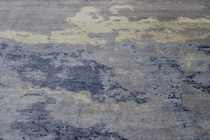 Modern Abstract Distress Design Viscose Hand knotted Rug 9x12 -w2340