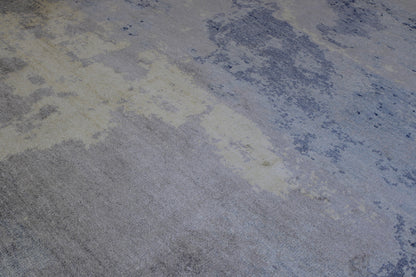 Modern Abstract Distress Design Viscose Hand knotted Rug 9x12 -w2340