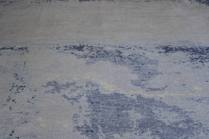 Modern Abstract Distress Design Viscose Hand knotted Rug 9x12 -w2340