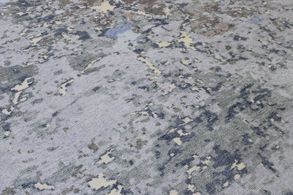 Modern Abstract Distress Design Viscose Hand knotted Rug 9x12 -w2336