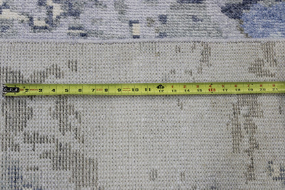 Modern Abstract Distress Design Viscose Hand knotted Rug 9x12 -w2336