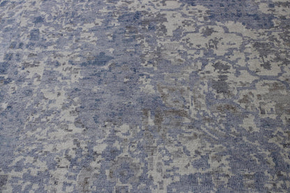 Modern Abstract Distress Design Viscose Hand knotted Rug 9x12 -w2333