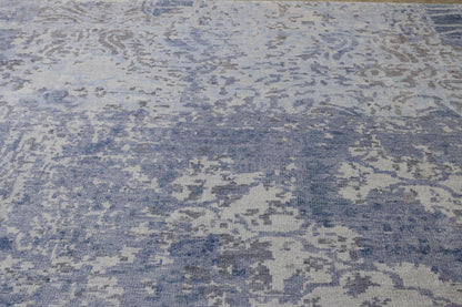 Modern Abstract Distress Design Viscose Hand knotted Rug 9x12 -w2333