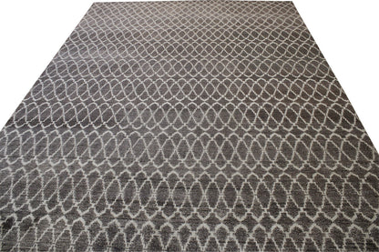 Modern Distressed Morrocan design Wool Hand knotted Rug 9x12 - w2280