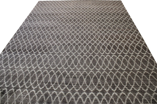 Modern Distressed Morrocan design Wool Hand knotted Rug 9x12 - w2280