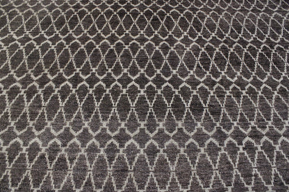 Modern Distressed Morrocan design Wool Hand knotted Rug 9x12 - w2280