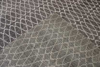 Modern Distressed Morrocan design Wool Hand knotted Rug 9x12 - w2280