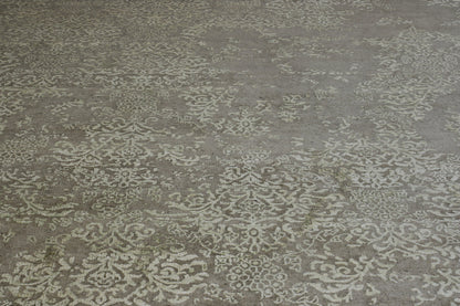 Transitional Abstract Broken Design Wool/silk Hand knotted Rug 9x12 - w2003
