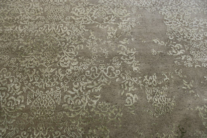 Transitional Abstract Broken Design Wool/silk Hand knotted Rug 9x12 - w2003