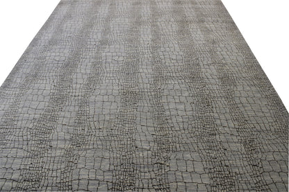 Modern Ikat Design Wool Hand knotted Rug 9x12 - w2160