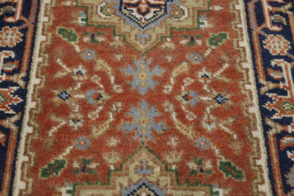 Tribal Indo Heriz Wool Hand Knotted 2.6x8.6 -w20290