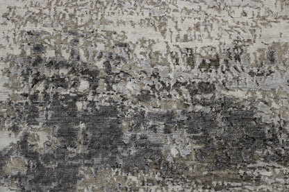 Modern Abstract Broken Design Wool/Silk Hand Knotted 2.6x8.1 -w20257
