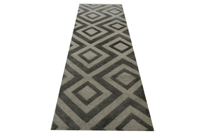 Modern Diamond Design Wool/Silk Hand Knotted 2.6x8.0 -w2034