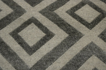 Modern Diamond Design Wool/Silk Hand Knotted 2.6x8.0 -w2034
