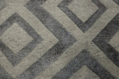 Modern Diamond Design Wool/Silk Hand Knotted 2.6x8.0 -w2034
