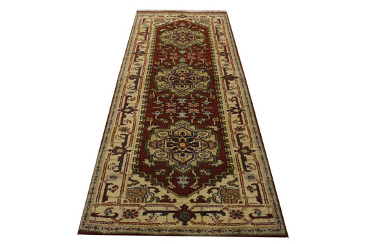 Tribal Indo Heriz Wool Hand Knotted 2.8x7.2 -w20302