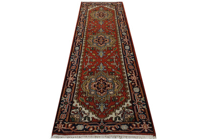 Tribal Indo Heriz Wool Hand Knotted 2.6x8.4 -w20296