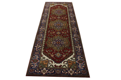 Tribal Indo Heriz Wool Hand Knotted 2.8x8.1 -w20285