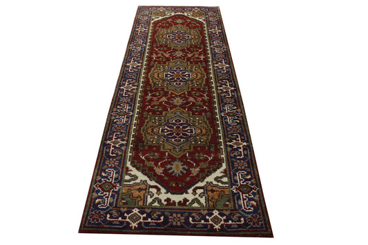 Tribal Indo Heriz Wool Hand Knotted 2.8x8.1 -w20285