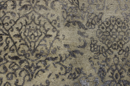 Transistional Abstract Broken Design Wool/Silk Hand Knotted 2.6x8.0 -w2051