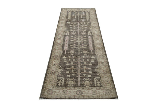 Oushak Whitewash Chobie Wool Hand Knotted Rug 2.8x8.0 -b-127