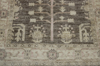 Oushak Whitewash Chobie Wool Hand Knotted Rug 2.8x8.0 -b-127