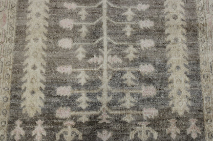 Oushak Whitewash Chobie Wool Hand Knotted Rug 2.8x8.0 -b-127