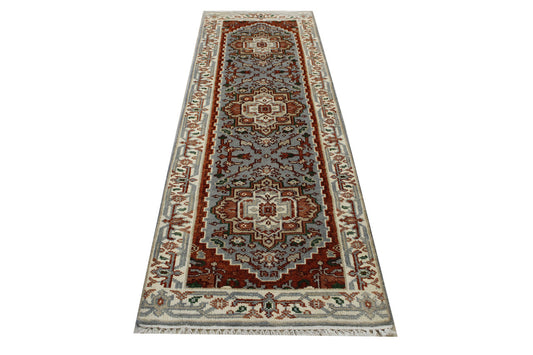 Tribal Indo Heriz Wool Hand Knotted 2.4x7.1 -w20305