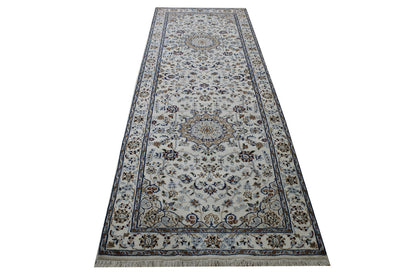 Traditional Fine Nain Design Wool/Silk Hand Knotted 2.11x8.5 -w2372