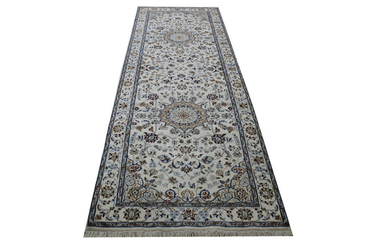 Traditional Fine Nain Design Wool/Silk Hand Knotted 2.11x8.5 -w2372