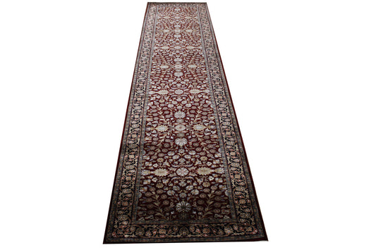 Traditional Fine Herakee Wool/Silk Hand Knotted Rug 2.7x12.2 -w20230