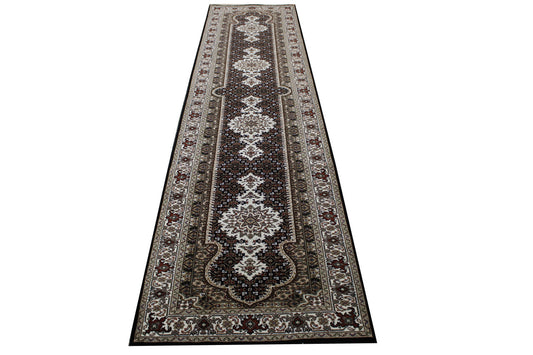 Traditional Qum Design Wool Hand Knotted Rug 2.8x12.0 -w2362