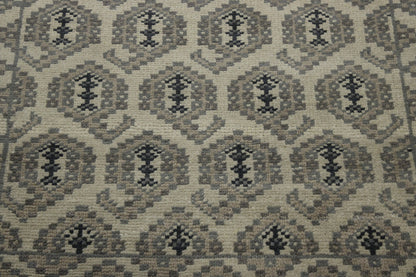 Oushak Kerman Design Whitewash Wool Hand Knotted Rug 2.7x11.11 -w20046