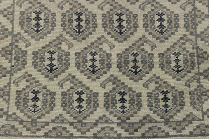 Oushak Kerman Design Whitewash Wool Hand Knotted Rug 2.7x11.11 -w20046