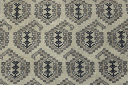 Oushak Kerman Design Whitewash Wool Hand Knotted Rug 2.7x11.11 -w20046