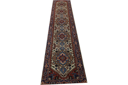 Tribal Heriz Wool Hand Knotted Rug 2.6x12.3 -w20286