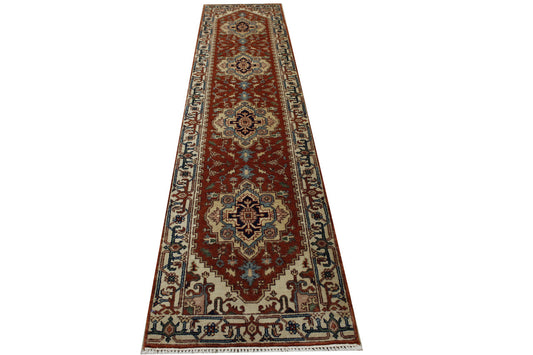 Tribal Heriz Wool Hand Knotted Rug 2.7x11.11 -w20069