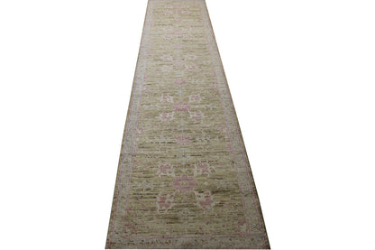 Oushak Chobie Whitewash Wool Hand Knotted Rug 2.7x11.7 -w2109