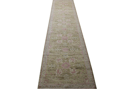 Oushak Chobie Whitewash Wool Hand Knotted Rug 2.7x11.7 -w2109