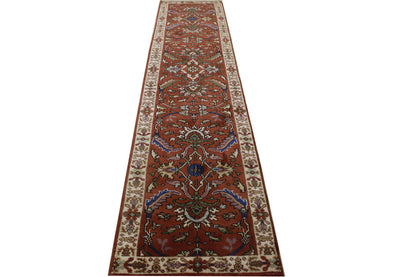 Tribal Heriz Wool Hand Knotted Rug 2.6x11.9 -w20289