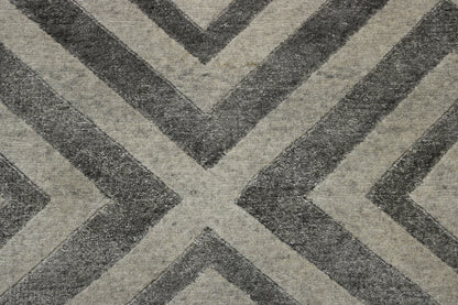 Modern Diamond Design Wool/silk Hand Knotted Rug 2.6x12.0 -w2047